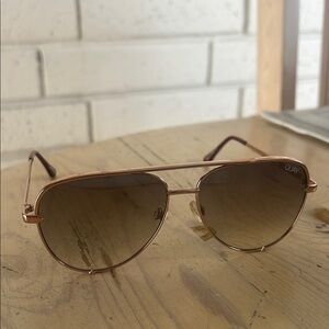 Quay Australia Gold Brown Aviator Sunglasses